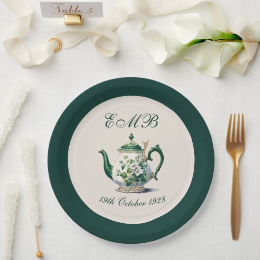 90e verjaardag Tea Party Groene Regency Verjaardag Papieren Bordje (Huwelijk)