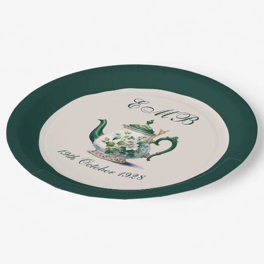 90e verjaardag Tea Party Groene Regency Verjaardag Papieren Bordje (Gekanteld)