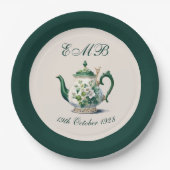 90e verjaardag Tea Party Groene Regency Verjaardag Papieren Bordje (Voorkant)