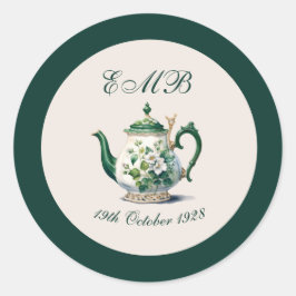90e verjaardag Tea Party Groene Regency Verjaardag Ronde Sticker