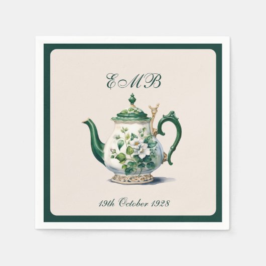 90e verjaardag Tea Party Groene Regency Verjaardag Servet (Voorkant)