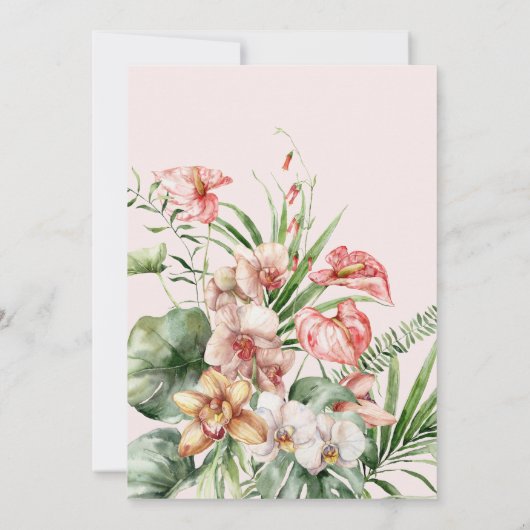 90E Verjaardag Tropische Waterverf Roze Elegant Kaart (Achterkant)