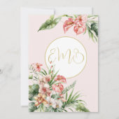 90E Verjaardag Tropische Waterverf Roze Elegant Kaart (Achterkant)