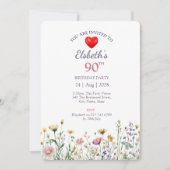 90e Verjaardag Tuin Bloemen Wild Meadow Foto Kaart (Voorkant)