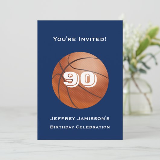 90e verjaardag Uitnodiging Basketball (Staand voorkant)