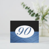 90e verjaardag uitnodiging (blauw) (Staand voorkant)