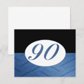 90e verjaardag uitnodiging (blauw) (Voorkant / Achterkant)