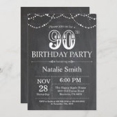 90e verjaardag Uitnodiging Chalkboard String Light (Voorkant / Achterkant)