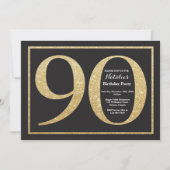 90e verjaardag uitnodiging Gold Glitter Krijtbord (Voorkant)