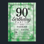 90e verjaardag uitnodiging Green Glitter<br><div class="desc">90e verjaardag uitnodiging met groene strijklichten met groene glitter achtergrond. Groene verjaardag. Verjaardag voor volwassenen. Mannen of vrouwen Bday Uitnodigen. 13e 15e 16e 18e 20e 21e 30e 40e 50e 60e 70e 80e 90e 100e, elke leeftijd. Voor verdere aanpassing klikt u op de knop "Aanpassen" en gebruikt u onze ontwerptool om...</div>
