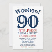 90e verjaardag Uitnodiging Mannen marineblauw (Voorkant)