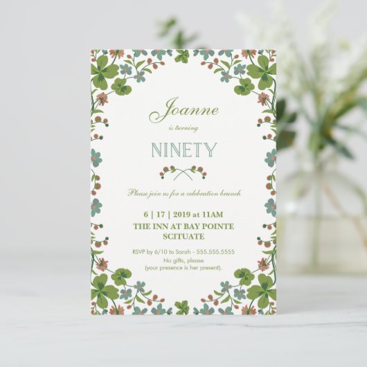 90e verjaardag uitnodiging, Negentigste stijl Kaart (Staand voorkant)