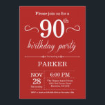 90e verjaardag uitnodiging rood<br><div class="desc">90e verjaardag uitnodiging met rode achtergrond. Verjaardag voor volwassenen. Mannen of vrouwen Bday Uitnodigen. 13e 15e 16e 18e 20e 21e 30e 40e 50e 60e 70e 80e 90e 100e,  elke leeftijd. Voor verdere aanpassing klikt u op de knop "Aanpassen" en gebruikt u onze ontwerptool om deze sjabloon te wijzigen.</div>
