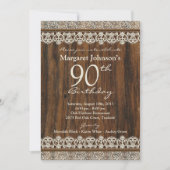 90e verjaardag Uitnodiging |  Rustige houten kant (Voorkant)