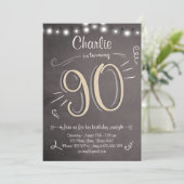 90e Verjaardag Uitnodiging Vintage Negentig Verjaa (Staand voorkant)