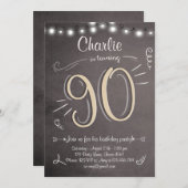90e Verjaardag Uitnodiging Vintage Negentig Verjaa (Voorkant / Achterkant)