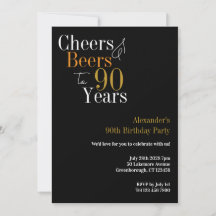 90e verjaardag Uitnodiging voor Cheers and Beers P