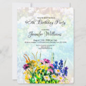 90e verjaardag uitnodiging wilde bloemen (Voorkant)