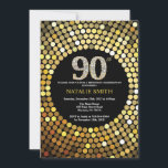 90e verjaardag uitnodiging zwart en goud glitter<br><div class="desc">Uitnodiging voor 90e verjaardag. Zwart en goud glitter. Gouden diamant. Verjaardagsfeest voor volwassenen. Voor mannen of vrouwen. Voor verdere aanpassing klikt u op de knop "Aanpassen" en gebruikt u onze ontwerptool om deze sjabloon te wijzigen.</div>