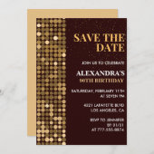 90e verjaardag uitnodigingen Bewaar de datum Goud (Voorkant / Achterkant)