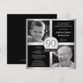 90e verjaardag Uitnodigingen en nu 2 foto's (Voorkant / Achterkant)