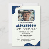 90e verjaardag uitnodigingen Mannen Navy Eenvoudig (Voorkant)