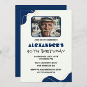 90e verjaardag uitnodigingen Mannen Navy Eenvoudig (Voorkant / Achterkant)