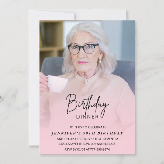 90e verjaardag uitnodigingen Verjaardag Diner Foto (Voorkant)