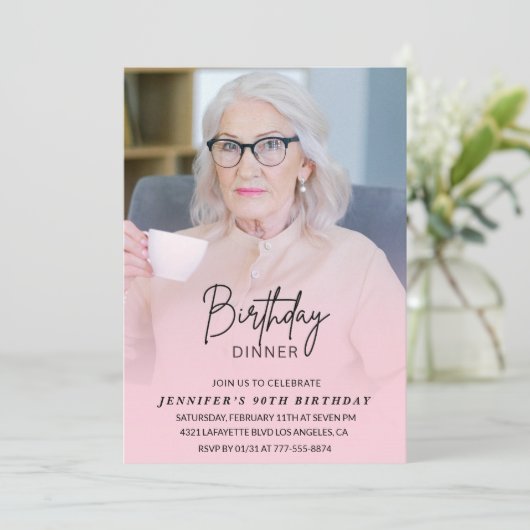 90e verjaardag uitnodigingen Verjaardag Diner Foto (Staand voorkant)