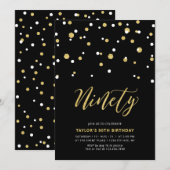 90e verjaardag van Black & Gold Simple N90e verjaa Kaart (Voorkant / Achterkant)