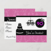 90e verjaardag van Black & White & PINK Damask in Kaart (Voorkant / Achterkant)