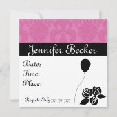 90e verjaardag van Black & White & PINK Damask in Kaart (Achterkant)