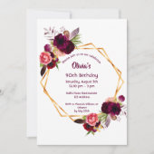 90e verjaardag van bogundy floraals goud geometris kaart (Voorkant)