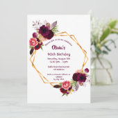 90e verjaardag van bogundy floraals goud geometris kaart (Staand voorkant)