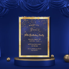 90e verjaardag van de blauwe gouden confetti uitno briefkaart