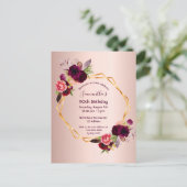 90e verjaardag van de bogundy floral roos gouduitn briefkaart (Staand voorkant)