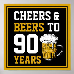 90e verjaardag van de Cheers & Beers tot 90 jaar Poster
