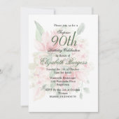 90e verjaardag van de Elegant Floral Rozen van de  Kaart (Voorkant)