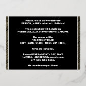 90e verjaardag van de geboorte — Vette, houten gra Folie Uitnodiging (Achterkant)