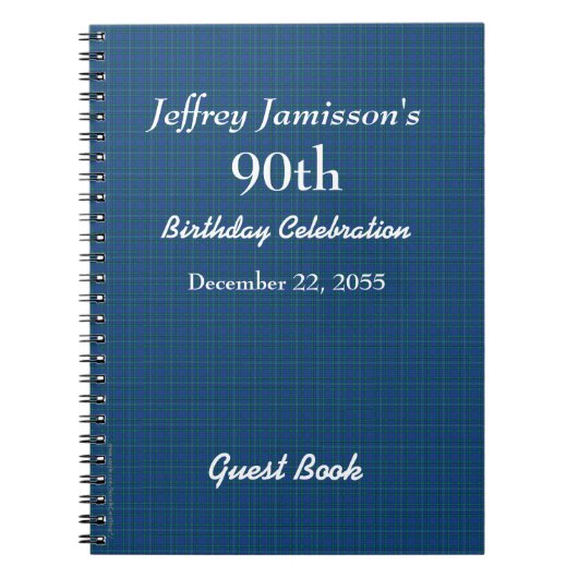 90e verjaardag van de Guest Book Blue Pset Notitieboek (Voorkant)