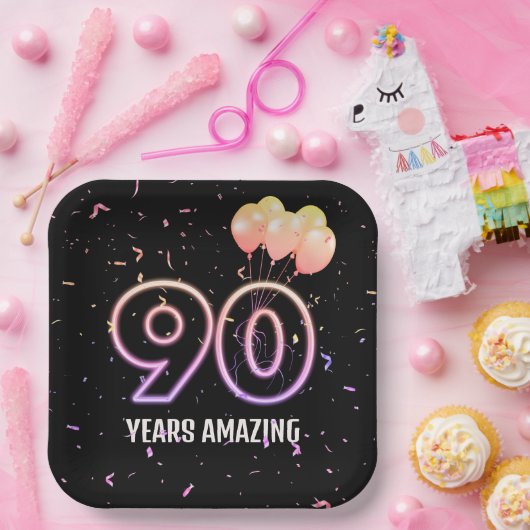 90e verjaardag van de jaarljestersballonnen en Con Papieren Bordje (Feest)