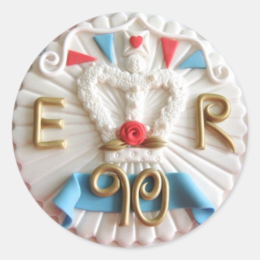 90e verjaardag van de koningin ronde sticker (Voorkant)