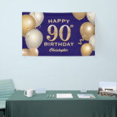 90e verjaardag van de marineblauw en goudballonnen spandoek (Beurs)