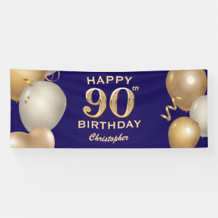 90e verjaardag van de marineblauw en goudballonnen spandoek