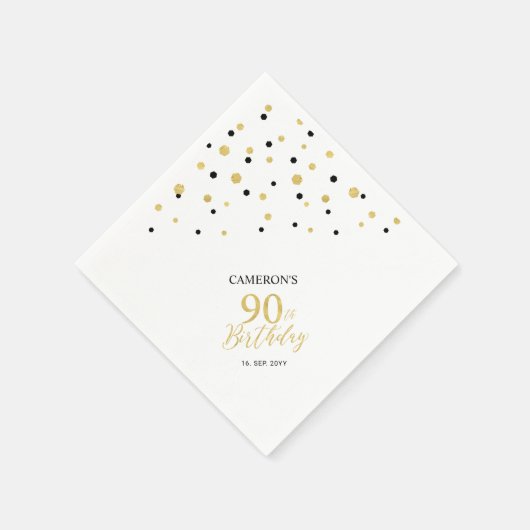 90e verjaardag van de moderne Gold & Black Napkins Servet (Hoek)