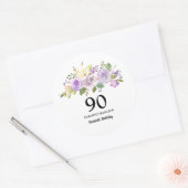 90e verjaardag van de Paarse Roos Floral Ronde Sticker (Envelop)