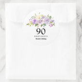 90e verjaardag van de Paarse Roos Floral Ronde Sticker (Tas)
