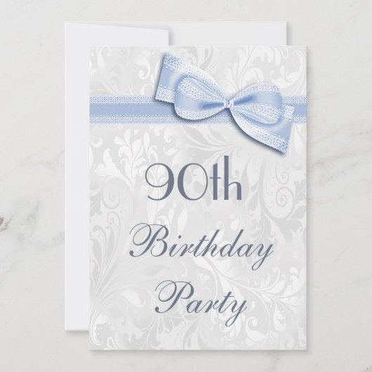 90e verjaardag van de partij Damask en Faux Bow Kaart (Voorkant)