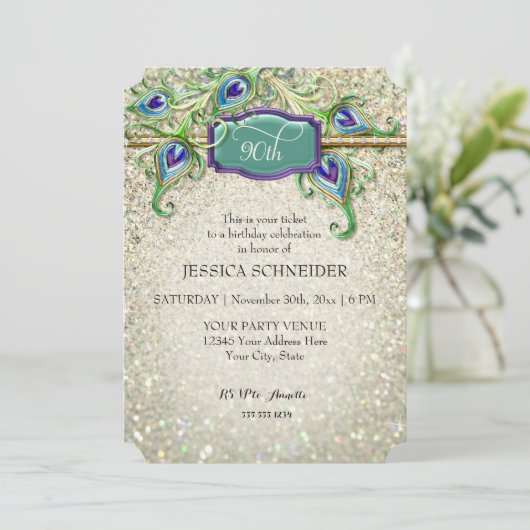 90e verjaardag van de Peacock-feeder Kaart (Staand voorkant)