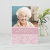 90e verjaardag van de roze Cream Floral Kaart (Staand voorkant)